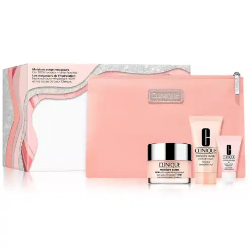 CLINIQUE 4-PC   MOISTURE SURGE MEGASTARS HYDRATING SKIN CARE SET. [NWT]